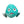 A plush dog toy resembling a puffer fish with a blue body and a cartoonish face.